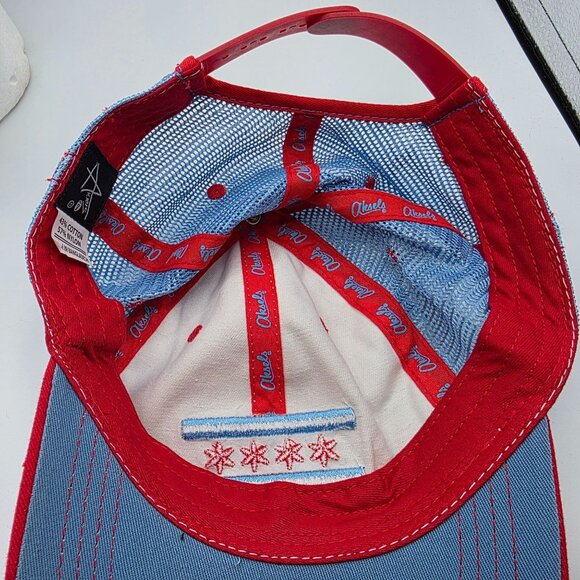 Akers Chicago Flag Mens Adjustable Cap Red White Blue Trucker Snapback Hat - Picture 7 of 9